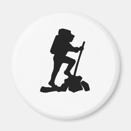 Enkel bergsvandrare svart silhuett magnet