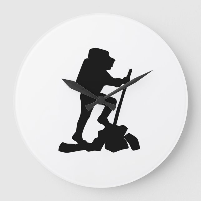 Enkel bergsvandrare svart silhuett stor klocka (Framsida)