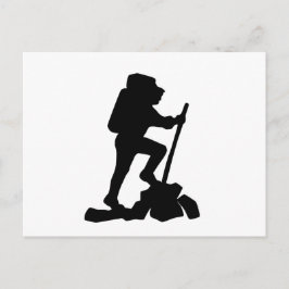 Enkel bergsvandrare svart silhuett vykort