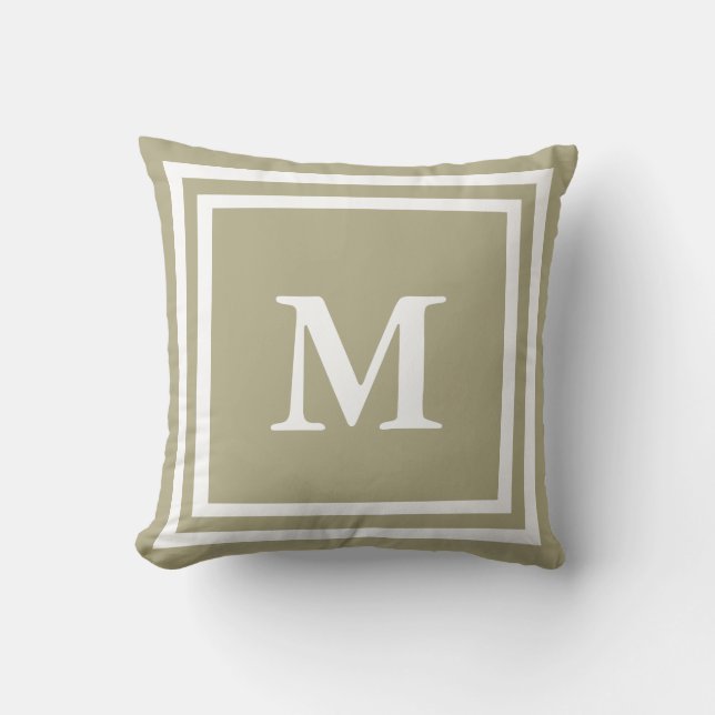 Enkel bild och vitt monogram kudde (Framsida)