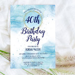 Enkel blå abstrakt, vattenfärg stänk glitter inbjudningar<br><div class="desc">Enkelt blått abstrakt stänk med glitter födelsedagsfest inbjudan. Snyggt för vinterperioden party. Enkel elegant,  lämplig för kvinnor och manar.</div>