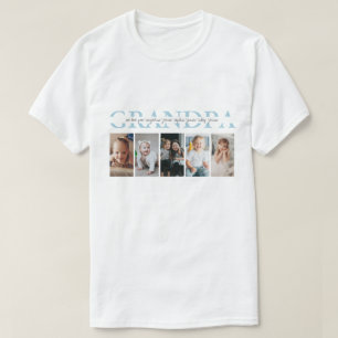Enkel Blå Anpassad Meddelande Farfar Foto Present T Shirt