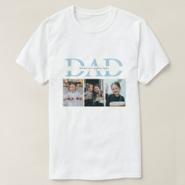 Enkel Blå Anpassad Meddelande Pappa Foto Collage P T Shirt