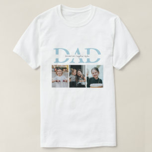 Enkel Blå Anpassad Meddelande Pappa Foto Collage P T Shirt