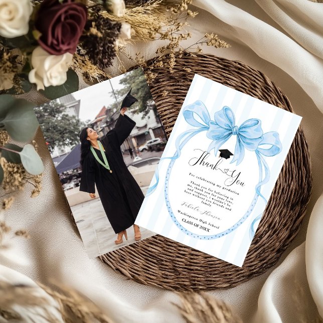 Enkel blå band examens tack meddelande (Skapare uppladdad)