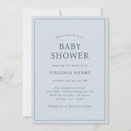 Enkel Blå Bebis Shower Inbjudan