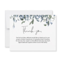 Enkel blå Blommigt Greenery Funeral Tack