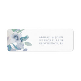 Enkel blå Blommigt vit Bröllop-Returadress Returadress Etikett