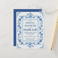 Enkel blå chinoiserie blomsterbröllopsfest