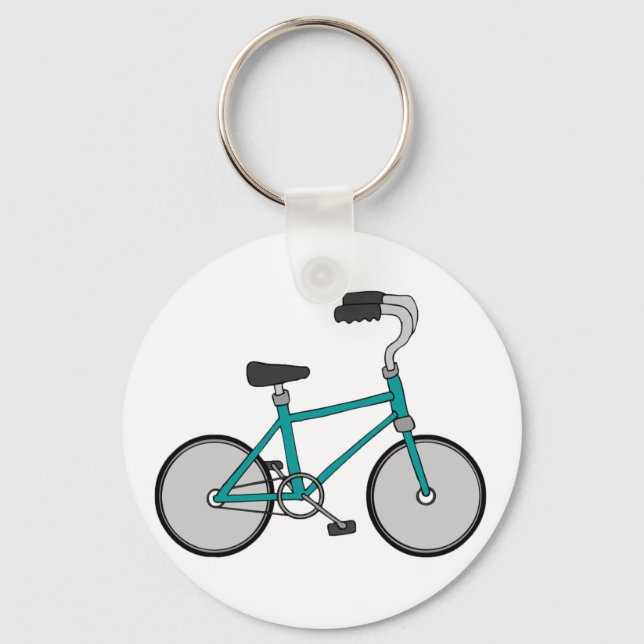 Enkel Blå Cykel Retro Cykel Nyckelring (Framsida)