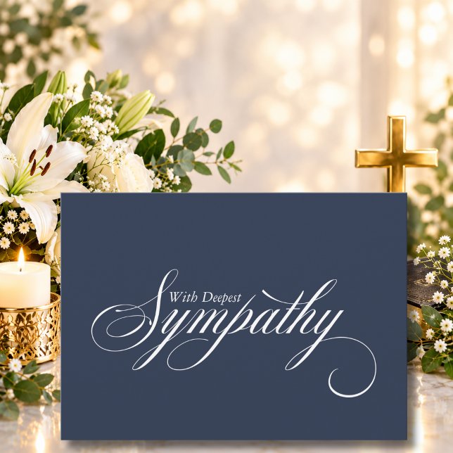 Enkel blå elegant script Sympati-kort Meddelande (Skapare uppladdad)