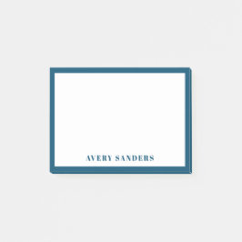 Enkel blå Gräns Modern Namn Post-it Block