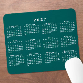 Enkel Blå-Grön Och Vit 2027 Kalender Musmatta