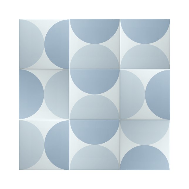 Enkel blå halvcirkel Geometrisk design Kakelplatta (two tone blue geometric half circle ceramic tiles)