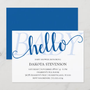 Enkel blå Hej Baby   Cerulean Flourish Shower Inbjudningar