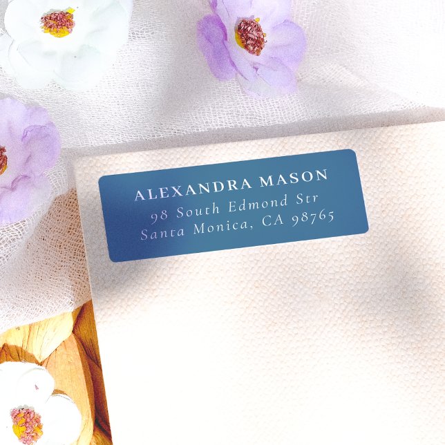 Enkel blå modern seriös Returadress Etikett (Label Mock-up)