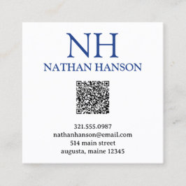 Enkel blå Monogram Modern Fyrkantigt Visitkort