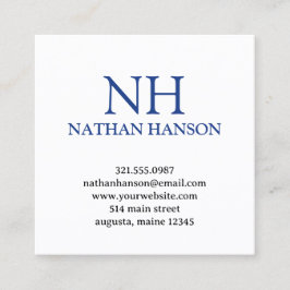 Enkel blå Monogram Modern Fyrkantigt Visitkort
