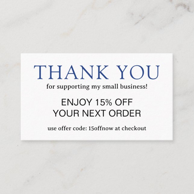 Enkel blå Monogram Modern Rabattkort (Framsida)