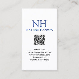 Enkel blå Monogram Modern Visitkort