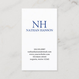 Enkel blå Monogram Modern Visitkort