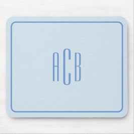 Enkel blå monogramkant med tre bokstäver musmatta