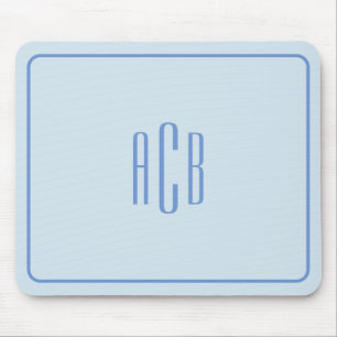 Enkel blå monogramkant med tre bokstäver musmatta