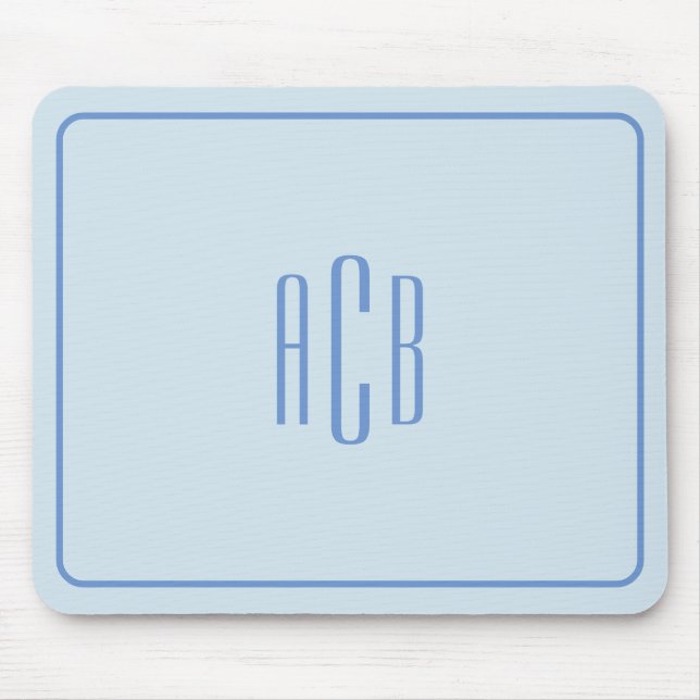 Enkel blå monogramkant med tre bokstäver musmatta (Framsidan)