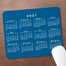 Enkel blå och vit 2027-kalender musmatta