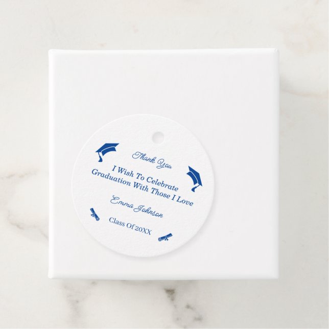Enkel blå och vit anpassad Studenten Gåvor Etiketter (På plats)