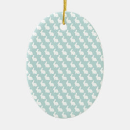 Enkel blå och vit Påskhare Julgransprydnad Keramik