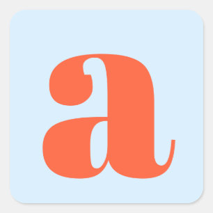 Enkel blå orange fet retro monogram initial fyrkantigt klistermärke