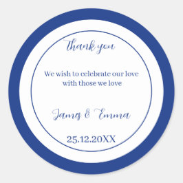 Enkel blå Personlig Bröllop Runt Klistermärke