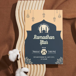Enkel blå Ramadan Iftar-inbjudan (Porträtt) Inbjudningar