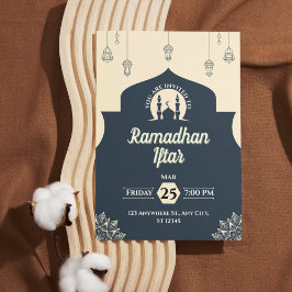 Enkel blå Ramadan Iftar-inbjudan (porträtt) Inbjudningar