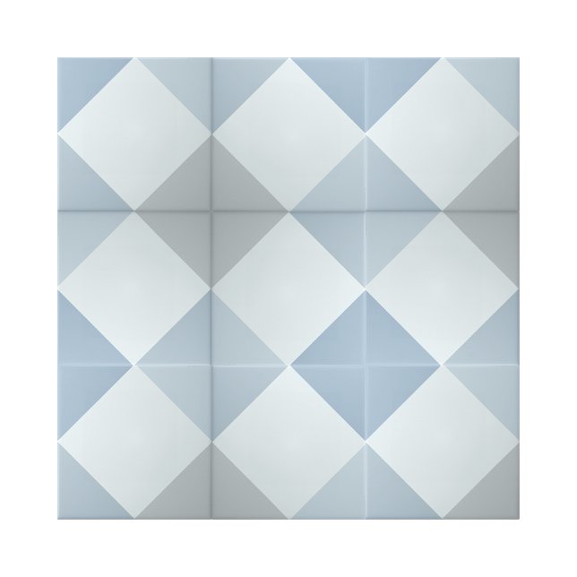 Enkel blå romb kvadratisk geometrisk Mönster Kakelplatta (blue gray geometric square diamonds ceramic tiles)