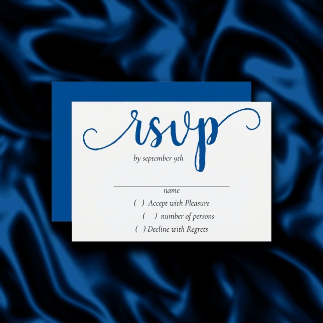 Enkel blå skrift | Cerulean Classic Flourish OSA Kort (Skapare uppladdad)
