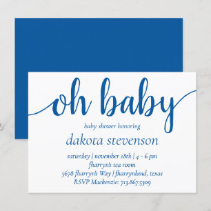 Enkel blå skrift   Cerulean Oh Baby Shower Inbjudningar