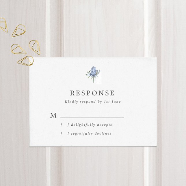 Enkel blå Thistle Bröllop OSA Kort (Skapare uppladdad)