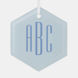 Enkel blå tre bokstävers monogram julgransdekoration