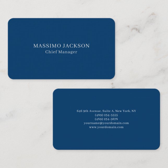 Enkel Blå Trendig Minimalistisk Professionell Visitkort (Fram/baksida)