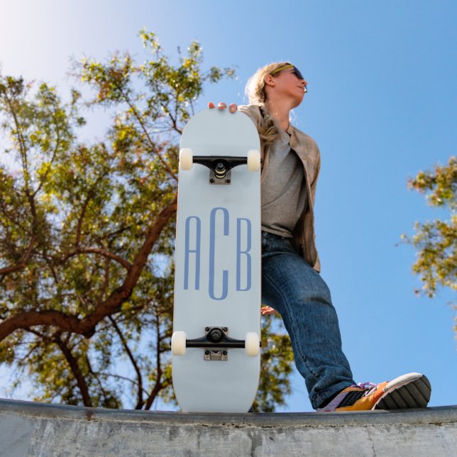Enkel blå tresiffrig monogram mini skateboard bräda 18,5 cm (Utomhus 1)