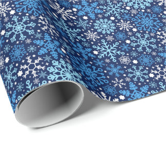 Enkel Blå Vit Snöflingormönster Presentpapper