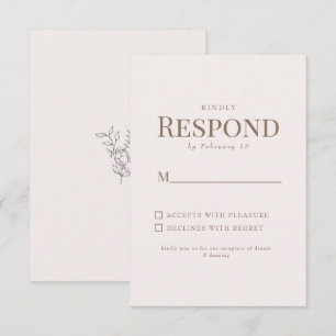 Enkel Bladguld Text Rosabryllning RSVP OSA Kort