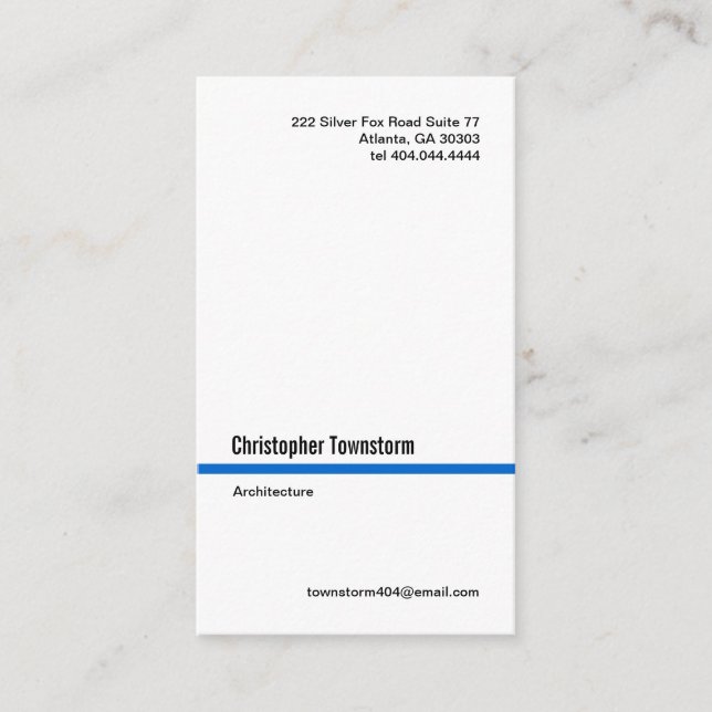 Enkel blålinjenlodrätvisitkort visitkort (Framsida)