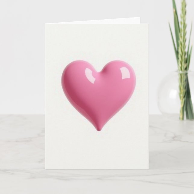 Enkel Blank Glänsande Rosa Hjärtkort Kort (Framsida)