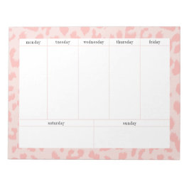 Enkel Blek Rosa Leopard Skriv ut veckovis planerin Anteckningsblock
