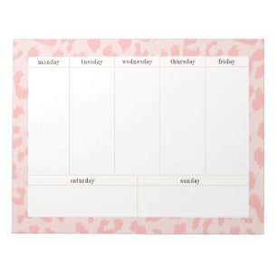 Enkel Blek Rosa Leopard Skriv ut veckovis planerin Anteckningsblock