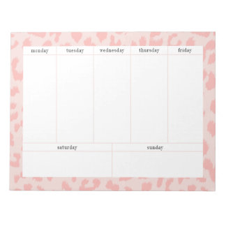 Enkel Blek Rosa Leopard Skriv ut veckovis planerin Anteckningsblock