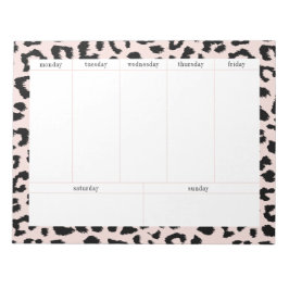 Enkel Blek Rosa och svart leopard veckovis planeri Anteckningsblock